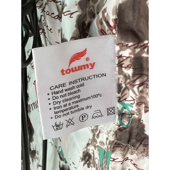 TOWMY gray down puffer coat warm full zip Large grey womens No Hood - Picture 3 of 6